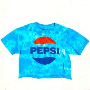 Pepsi Blue Tie Dye Crop Top Cropped Tee